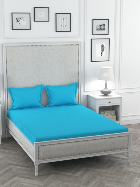 

Portico New York Blue Solid TC Cotton 1 Bedsheet with 2 Pillow Covers