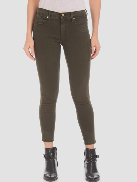 

GAP Women Olive Green Skinny Fit Mid-Rise Clean Look Stretchable Jeans