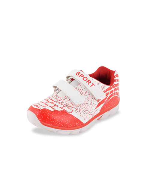 

Yellow Bee Boys White & Red Printed Sneakers