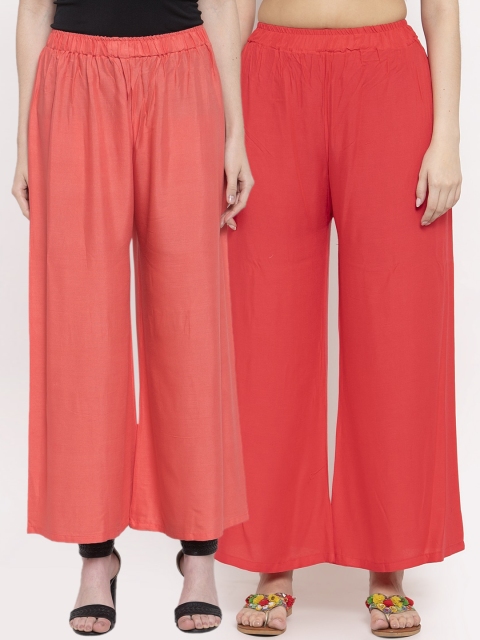 

TAG 7 Women Pink Solid Wide Leg Palazzos