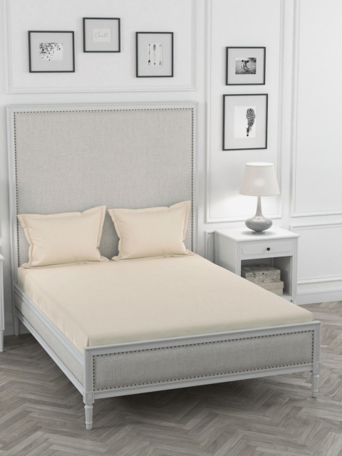 

Portico New York Off-White Solid 400 TC Cotton 1 King Bedsheet with 2 Pillow Covers