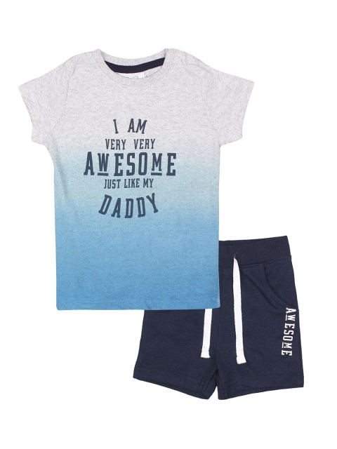 

FLENZA Boys Blue & Grey Printed T-shirt with Shorts