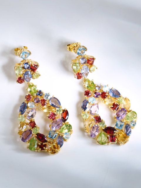 

Bigsmall Gold-Palted Oval Drop Earrings