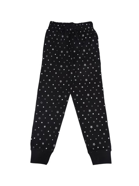 

CRAZYPENGUIN Kids Black & White Star Printed Straight-Fit Joggers