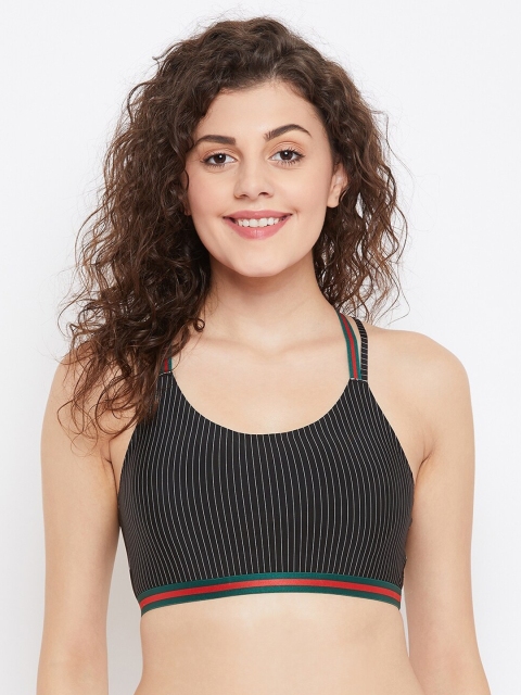 

SECRETS BY ZEROKAATA Black Self Design Non-Wired Lightly Padded Sports Bra SZBLK2125