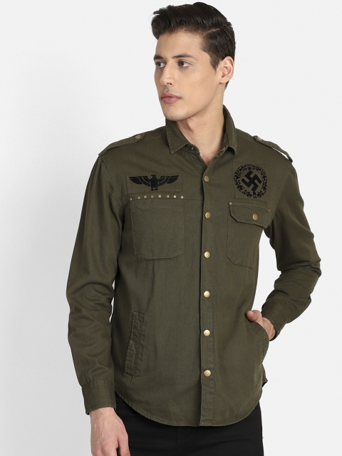 

PUNK Men Olive Green Regular Fit Solid Casual Shirt