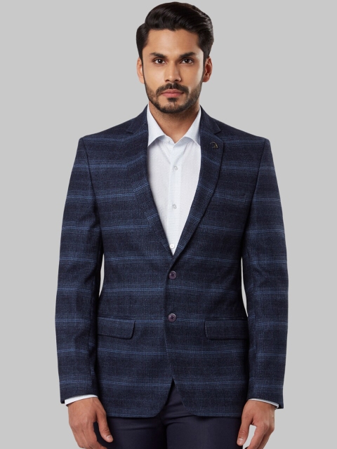 

Raymond Men Blue Checked Regular Fit Single-Breasted Formal Blazer