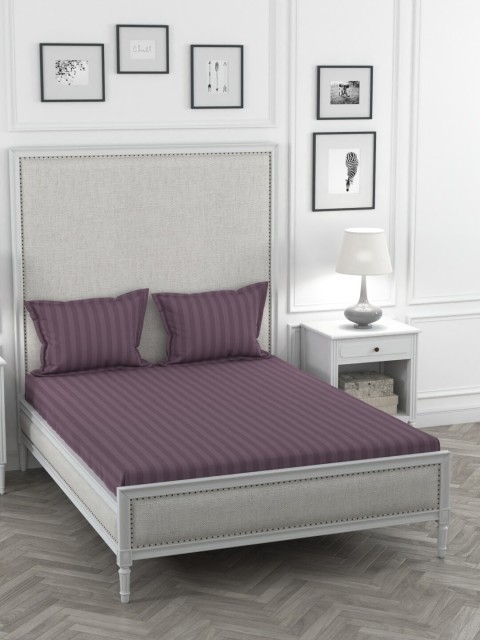 

Portico New York Purple Striped TC Cotton 1 Bedsheet with 2 Pillow Covers