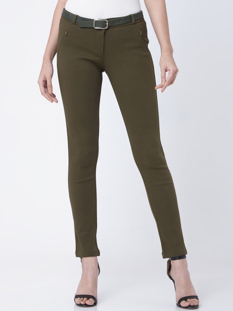 

Deal Jeans Women Olive Green Slim Fit Solid Regular Trousers