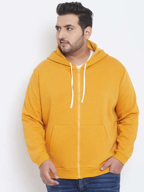 

Instafab Plus Men Mustard Yellow Solid Hooded Sweatshirt