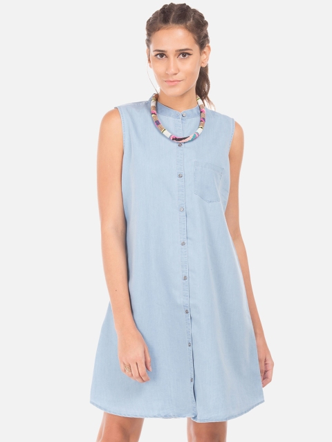 

Cherokee Women Blue Solid Shirt Dress