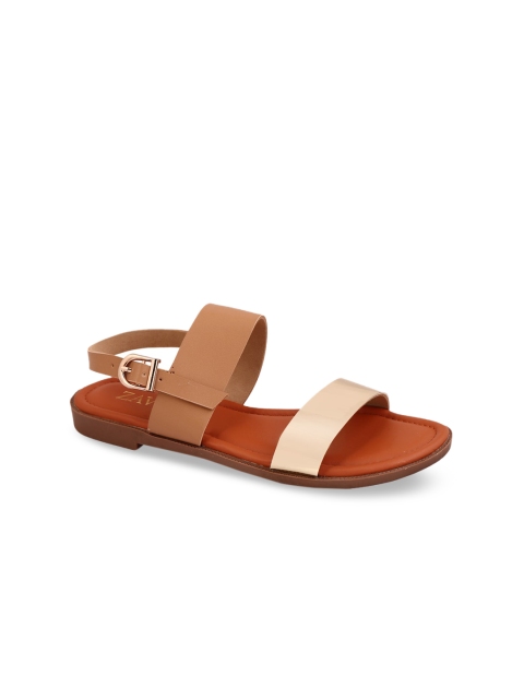 

ZAVO Women Tan Solid Plastic Open Toe Flats