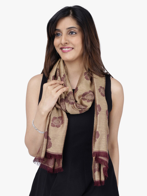 

Scarves & Glitters Women Khaki-Coloured Woven Design Stole