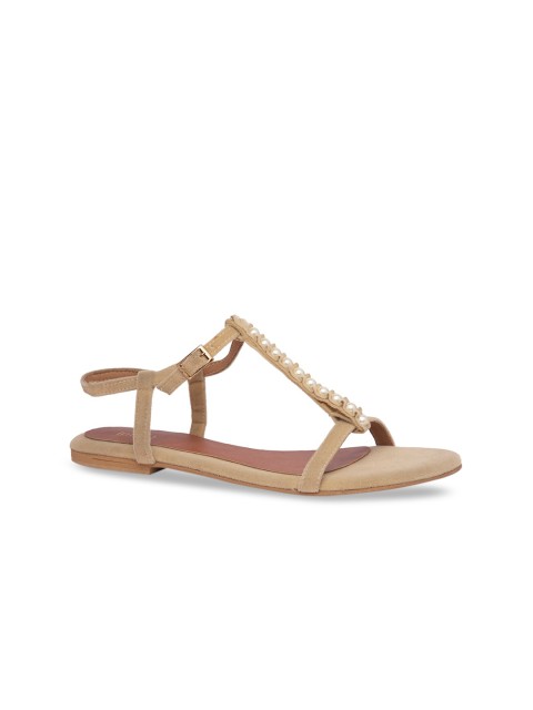 

Inc 5 Women Beige Embellished Open Toe Flats