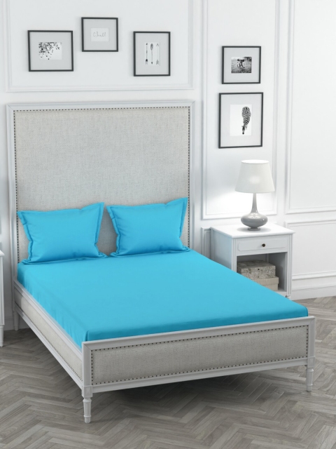 

Portico New York Blue Solid Sustainable 1 King Bedsheet With 2 Pillow Covers