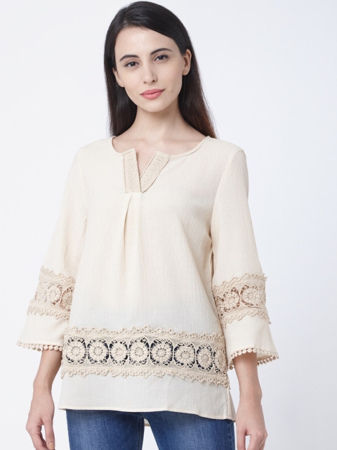 

Deal Jeans Women Cream-Coloured Self Design Top