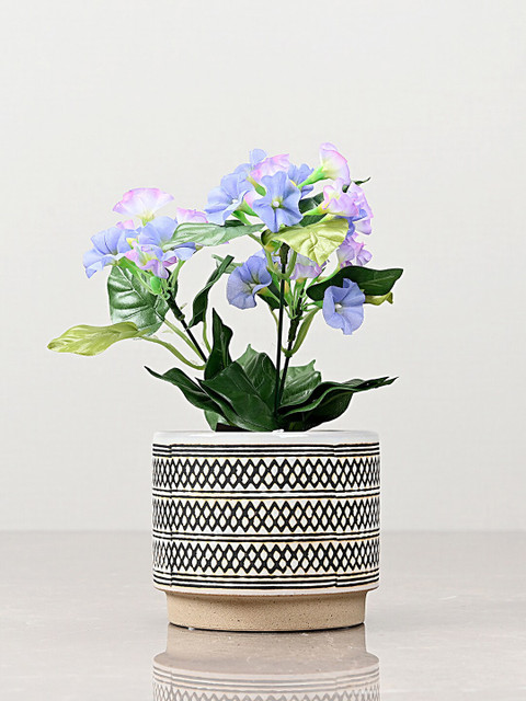 

Pure Home and Living Unisex Off White & Brown Ivory Design Ceramic Vase