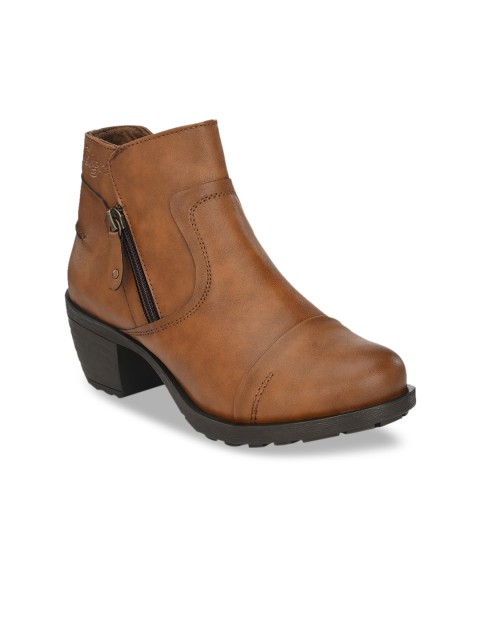 

Delize Women Tan Brown Solid Heeled Boots