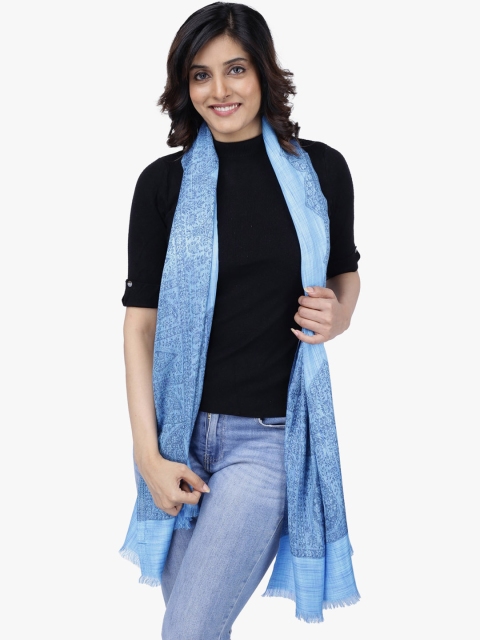 

Scarves & Glitters Women Turquoise Blue Woven Design Stole