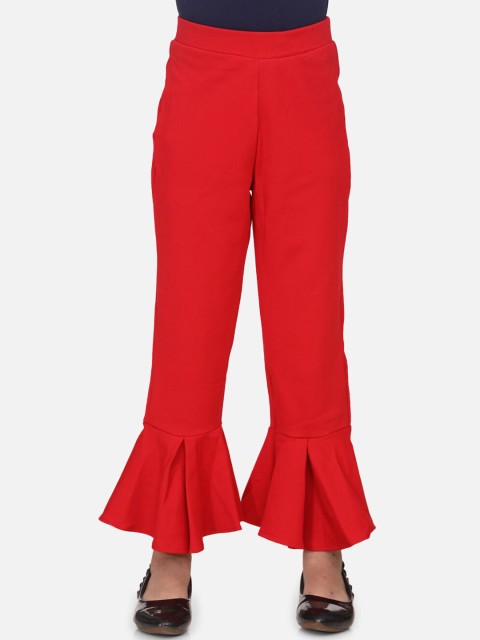 

AWW HUNNIE Girls Red Flared Solid Bootcut Trousers
