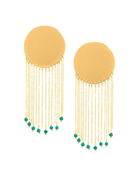 

INDYA Gold-Toned & Blue Circular Drop Earrings