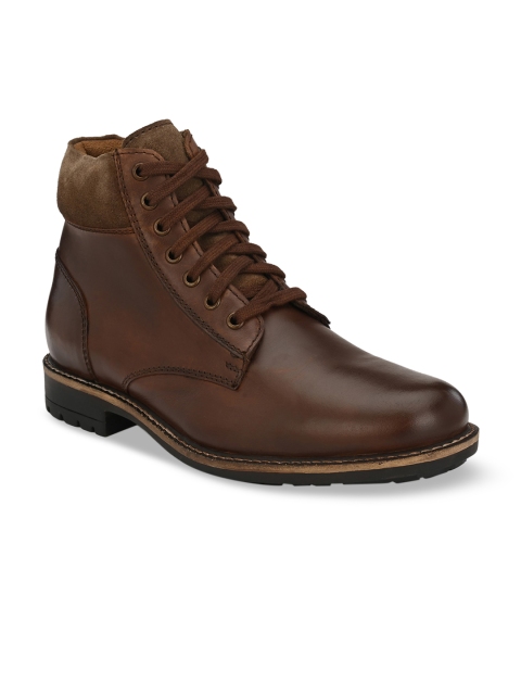 

Delize Men Brown Solid Genuine Leather High-Top Memory Foam Flat Boots