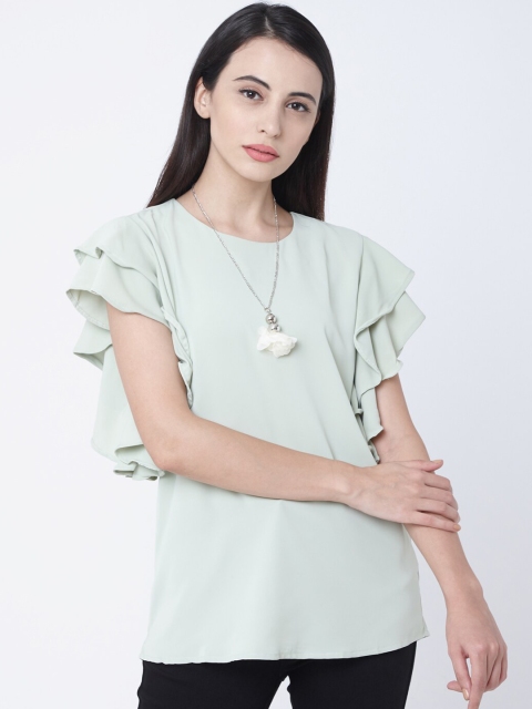 Deal Jeans Women Green Solid Top