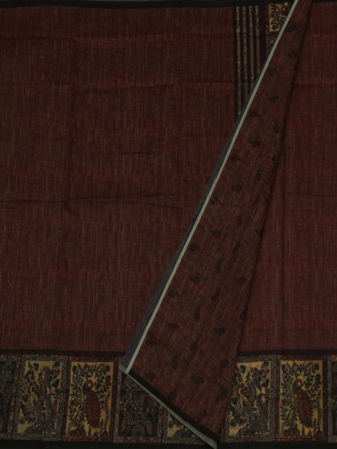 

Pothys Brown Printed Jute Silk Saree
