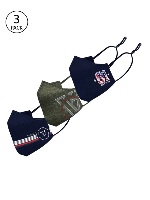 

Van Heusen Men Pack Of 3 Cool & Dry 6-Ply Fashion Printed Face Mask, Navy blue