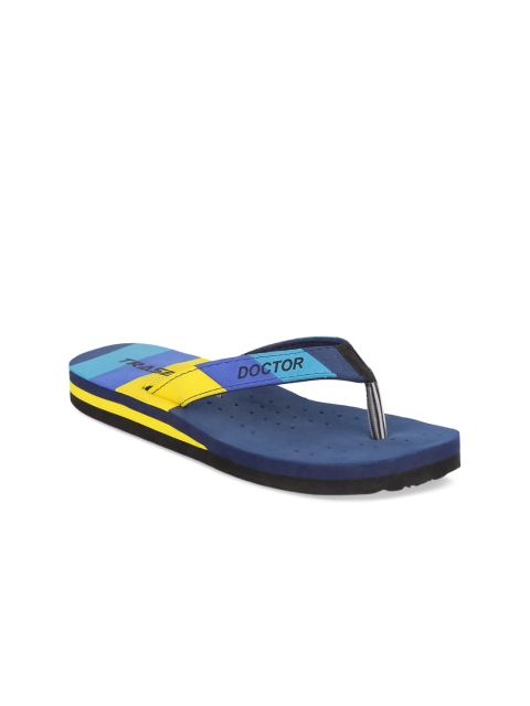 

TRASE Women Navy Blue & Yellow Striped Thong Flip-Flops