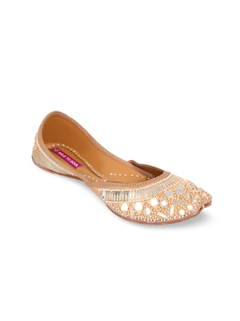 

Sole To Soul Women Gold-Toned Embellished Mojaris