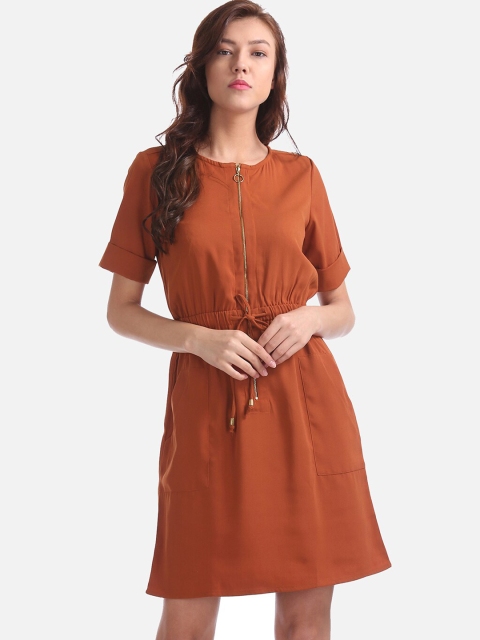 

Cherokee Women Rust Solid A-Line Dress