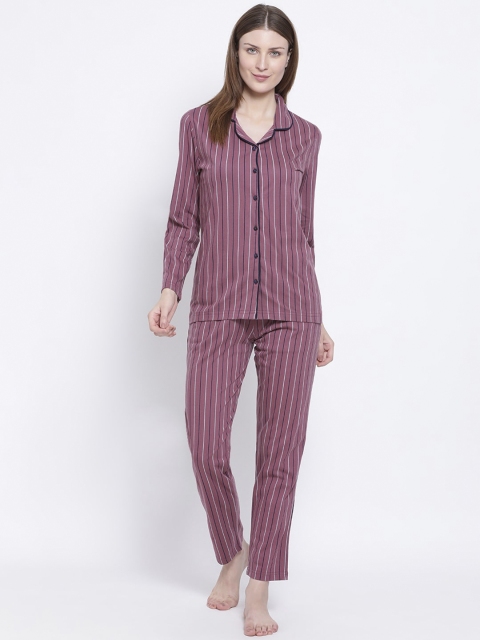 

Kanvin Women Pink Striped Night suit