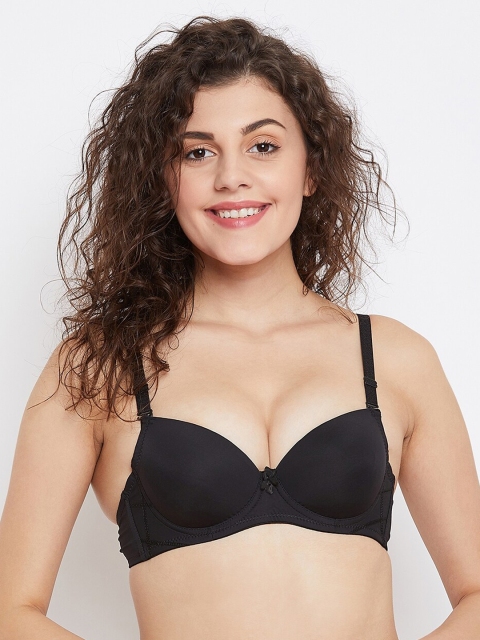 

SECRETS BY ZEROKAATA Black Solid Underwired Heavily Padded Everyday Bra