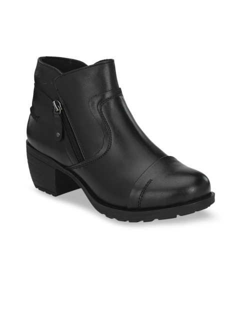 

Delize Women Black Solid Heeled Boots