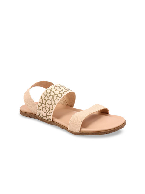 

ZAVO Women Beige Textured Open Toe Flats