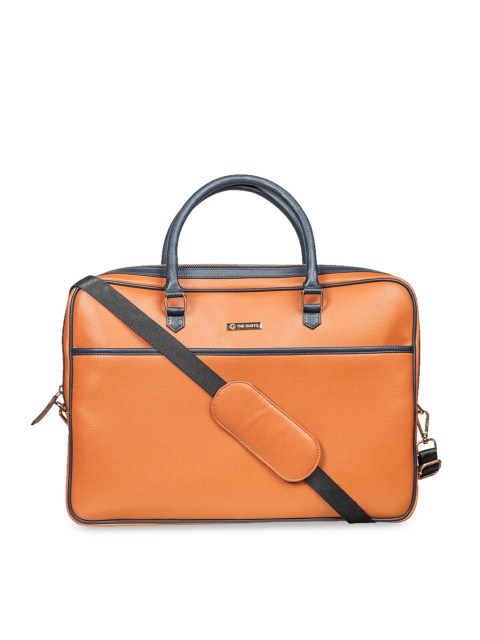 

THE GUSTO Unisex Tan Brown Solid Leather Laptop Bag