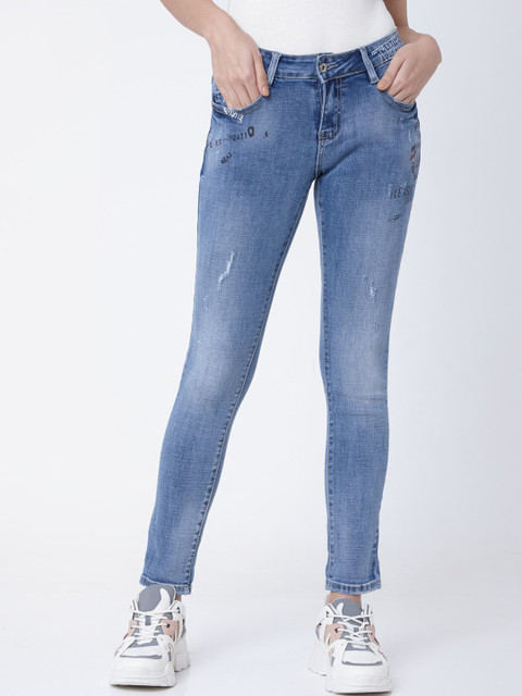 

Deal Jeans Women Blue Slim Fit Mid-Rise Low Distress Jeans