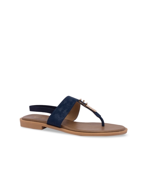 

Inc 5 Women Navy Blue Embellished T-Strap Flats