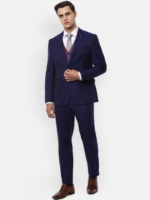 

Van Heusen Men Navy Blue Solid Single-Breasted Slim Fit Formal Suit