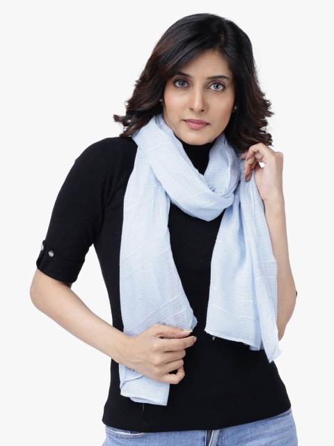 

Scarves & Glitters Women Blue Embroidered Stole