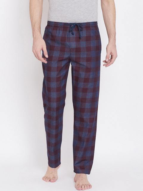 

Crimsoune Club Men Maroon & Blue Checked Lounge Pants