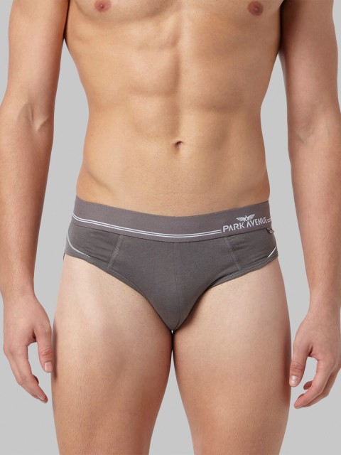 

Park Avenue Men Grey Solid Basic Briefs PZRR00135-G487F070
