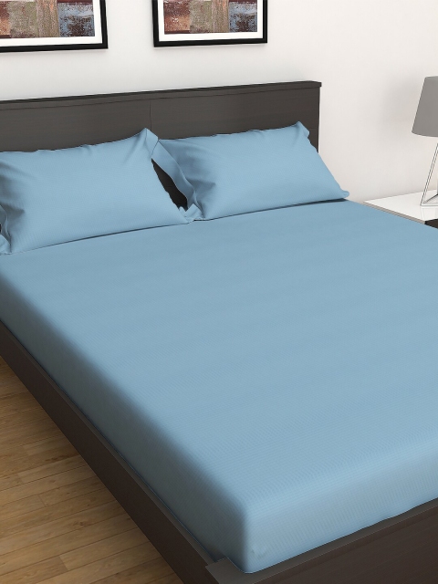 

GRES HOME Blue Solid 250 TC Cotton 1 Extra Large Bedsheet with 2 Pillow Covers