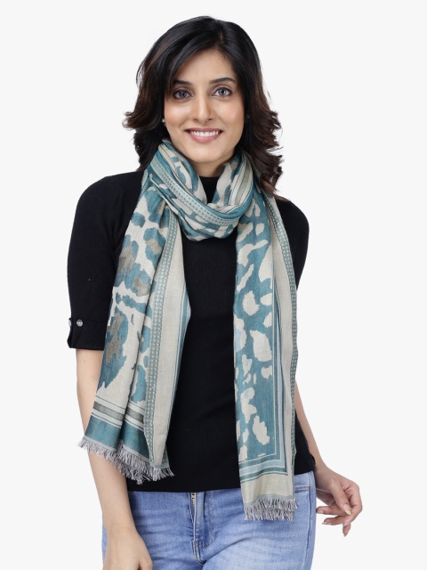 

Scarves & Glitters Women Beige & Green Printed Stole