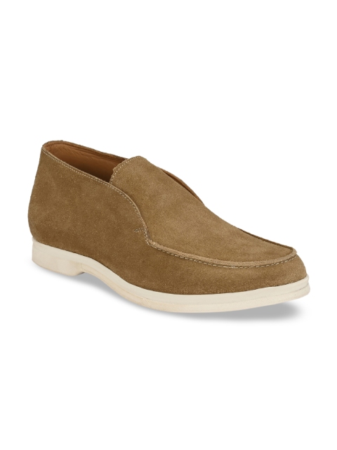 

Delize Men Brown Suede Memory Foam Slip-On Sneakers