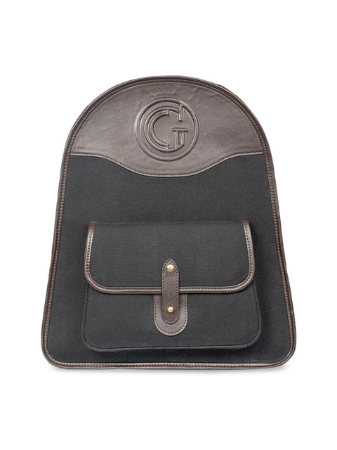 

THE GUSTO Men Black & Taupe Solid Backpack