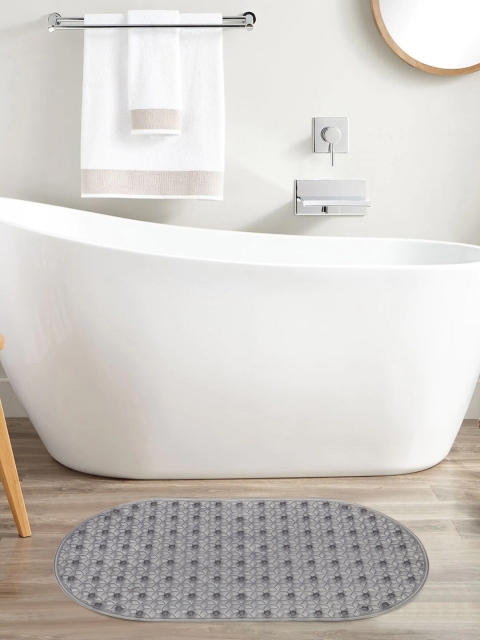 

Clasiko Unisex Grey Patterned BPA-Free Anti-Skid Sustainable Bath Mat with Suction Cups