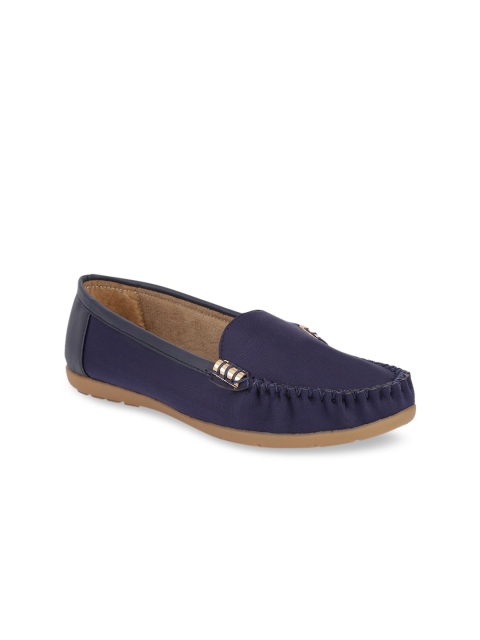 TRASE Women Navy Blue Suede Loafers