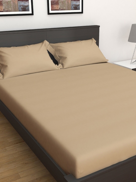 

GRES HOME Beige Solid 250 TC Cotton 1 Extra Large Bedsheet with 2 Pillow Covers
